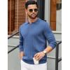 imageCOOFANDY Mens Polo Sweaters Long Sleeve V Neck Knit Polos Lightweight Casual Pullover SweaterDemin Blue