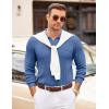 imageCOOFANDY Mens Polo Sweaters Long Sleeve V Neck Knit Polos Lightweight Casual Pullover SweaterDemin Blue
