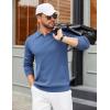 imageCOOFANDY Mens Polo Sweaters Long Sleeve V Neck Knit Polos Lightweight Casual Pullover SweaterDemin Blue
