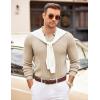 imageCOOFANDY Mens Polo Sweaters Long Sleeve V Neck Knit Polos Lightweight Casual Pullover SweaterKhaki