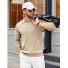imageCOOFANDY Mens Polo Sweaters Long Sleeve V Neck Knit Polos Lightweight Casual Pullover SweaterKhaki