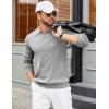 imageCOOFANDY Mens Polo Sweaters Long Sleeve V Neck Knit Polos Lightweight Casual Pullover SweaterLight Grey
