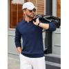 imageCOOFANDY Mens Polo Sweaters Long Sleeve V Neck Knit Polos Lightweight Casual Pullover SweaterNavy Blue
