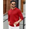 imageCOOFANDY Mens Polo Sweaters Long Sleeve V Neck Knit Polos Lightweight Casual Pullover SweaterRed