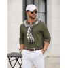 imageCOOFANDY Mens Quarter Zip Polo Sweater Long Sleeve Knit Polo Casual Lightweight Dress PulloverArmy Green