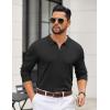 imageCOOFANDY Mens Quarter Zip Polo Sweater Long Sleeve Knit Polo Casual Lightweight Dress PulloverBlack