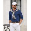 imageCOOFANDY Mens Quarter Zip Polo Sweater Long Sleeve Knit Polo Casual Lightweight Dress PulloverBlue