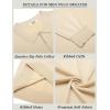 imageCOOFANDY Mens Quarter Zip Polo Sweater Long Sleeve Knit Polo Casual Lightweight Dress PulloverKhaki