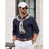 imageCOOFANDY Mens Quarter Zip Polo Sweater Long Sleeve Knit Polo Casual Lightweight Dress PulloverNavy Blue