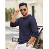imageCOOFANDY Mens Quarter Zip Polo Sweater Long Sleeve Knit Polo Casual Lightweight Dress PulloverNavy Blue