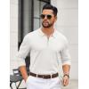 imageCOOFANDY Mens Quarter Zip Polo Sweater Long Sleeve Knit Polo Casual Lightweight Dress PulloverWhite