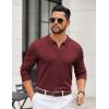 imageCOOFANDY Mens Quarter Zip Polo Sweater Long Sleeve Knit Polo Casual Lightweight Dress PulloverWine Red