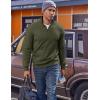 imageCOOFANDY Mens Quarter Zip Pullover Fleece Lined Sweatshirts Long Sleeve Mock Neck Sweater with PocketArmy Green