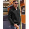 imageCOOFANDY Mens Quarter Zip Pullover Fleece Lined Sweatshirts Long Sleeve Mock Neck Sweater with PocketBlack