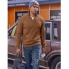 imageCOOFANDY Mens Quarter Zip Pullover Fleece Lined Sweatshirts Long Sleeve Mock Neck Sweater with PocketBrown
