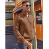 imageCOOFANDY Mens Quarter Zip Pullover Fleece Lined Sweatshirts Long Sleeve Mock Neck Sweater with PocketBrown