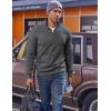 imageCOOFANDY Mens Quarter Zip Pullover Fleece Lined Sweatshirts Long Sleeve Mock Neck Sweater with PocketGrey