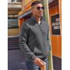 imageCOOFANDY Mens Quarter Zip Pullover Fleece Lined Sweatshirts Long Sleeve Mock Neck Sweater with PocketGrey