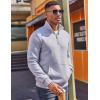 imageCOOFANDY Mens Quarter Zip Pullover Fleece Lined Sweatshirts Long Sleeve Mock Neck Sweater with PocketLight Grey