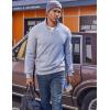 imageCOOFANDY Mens Quarter Zip Pullover Fleece Lined Sweatshirts Long Sleeve Mock Neck Sweater with PocketLight Grey