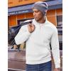 imageCOOFANDY Mens Quarter Zip Pullover Fleece Lined Sweatshirts Long Sleeve Mock Neck Sweater with PocketWhite