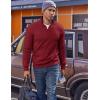 imageCOOFANDY Mens Quarter Zip Pullover Fleece Lined Sweatshirts Long Sleeve Mock Neck Sweater with PocketWine Red