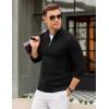 imageCOOFANDY Mens Quarter Zip Pullover Sweater Slim Fit Knit Mock Neck Polo SweatersBlack