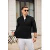 imageCOOFANDY Mens Quarter Zip Pullover Sweater Slim Fit Knit Mock Neck Polo SweatersBlack