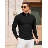 imageCOOFANDY Mens Quarter Zip Pullover Sweater Slim Fit Knit Mock Neck Polo SweatersBlack
