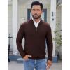 imageCOOFANDY Mens Quarter Zip Pullover Sweater Slim Fit Knit Mock Neck Polo SweatersBrown