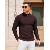 imageCOOFANDY Mens Quarter Zip Pullover Sweater Slim Fit Knit Mock Neck Polo SweatersBrown