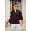 imageCOOFANDY Mens Quarter Zip Pullover Sweater Slim Fit Knit Mock Neck Polo SweatersBrown