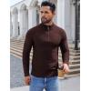 imageCOOFANDY Mens Quarter Zip Pullover Sweater Slim Fit Knit Mock Neck Polo SweatersBrown