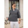 imageCOOFANDY Mens Quarter Zip Pullover Sweater Slim Fit Knit Mock Neck Polo SweatersDark Grey