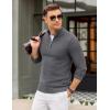 imageCOOFANDY Mens Quarter Zip Pullover Sweater Slim Fit Knit Mock Neck Polo SweatersDark Grey