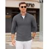 imageCOOFANDY Mens Quarter Zip Pullover Sweater Slim Fit Knit Mock Neck Polo SweatersDark Grey