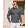 imageCOOFANDY Mens Quarter Zip Pullover Sweater Slim Fit Knit Mock Neck Polo SweatersDark Grey
