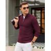 imageCOOFANDY Mens Quarter Zip Pullover Sweater Slim Fit Knit Mock Neck Polo SweatersDark Red