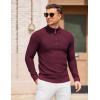 imageCOOFANDY Mens Quarter Zip Pullover Sweater Slim Fit Knit Mock Neck Polo SweatersDark Red