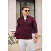 imageCOOFANDY Mens Quarter Zip Pullover Sweater Slim Fit Knit Mock Neck Polo SweatersDark Red