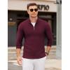 imageCOOFANDY Mens Quarter Zip Pullover Sweater Slim Fit Knit Mock Neck Polo SweatersDark Red