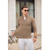 imageCOOFANDY Mens Quarter Zip Pullover Sweater Slim Fit Knit Mock Neck Polo SweatersKhaki