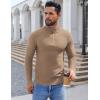 imageCOOFANDY Mens Quarter Zip Pullover Sweater Slim Fit Knit Mock Neck Polo SweatersKhaki