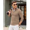 imageCOOFANDY Mens Quarter Zip Pullover Sweater Slim Fit Knit Mock Neck Polo SweatersKhaki