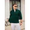 imageCOOFANDY Mens Quarter Zip Pullover Sweater Slim Fit Knit Mock Neck Polo SweatersLake Green