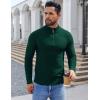 imageCOOFANDY Mens Quarter Zip Pullover Sweater Slim Fit Knit Mock Neck Polo SweatersLake Green