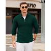 imageCOOFANDY Mens Quarter Zip Pullover Sweater Slim Fit Knit Mock Neck Polo SweatersLake Green