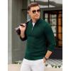 imageCOOFANDY Mens Quarter Zip Pullover Sweater Slim Fit Knit Mock Neck Polo SweatersLake Green