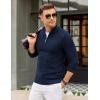 imageCOOFANDY Mens Quarter Zip Pullover Sweater Slim Fit Knit Mock Neck Polo SweatersNavy Blue