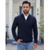 imageCOOFANDY Mens Quarter Zip Pullover Sweater Slim Fit Knit Mock Neck Polo SweatersNavy Blue